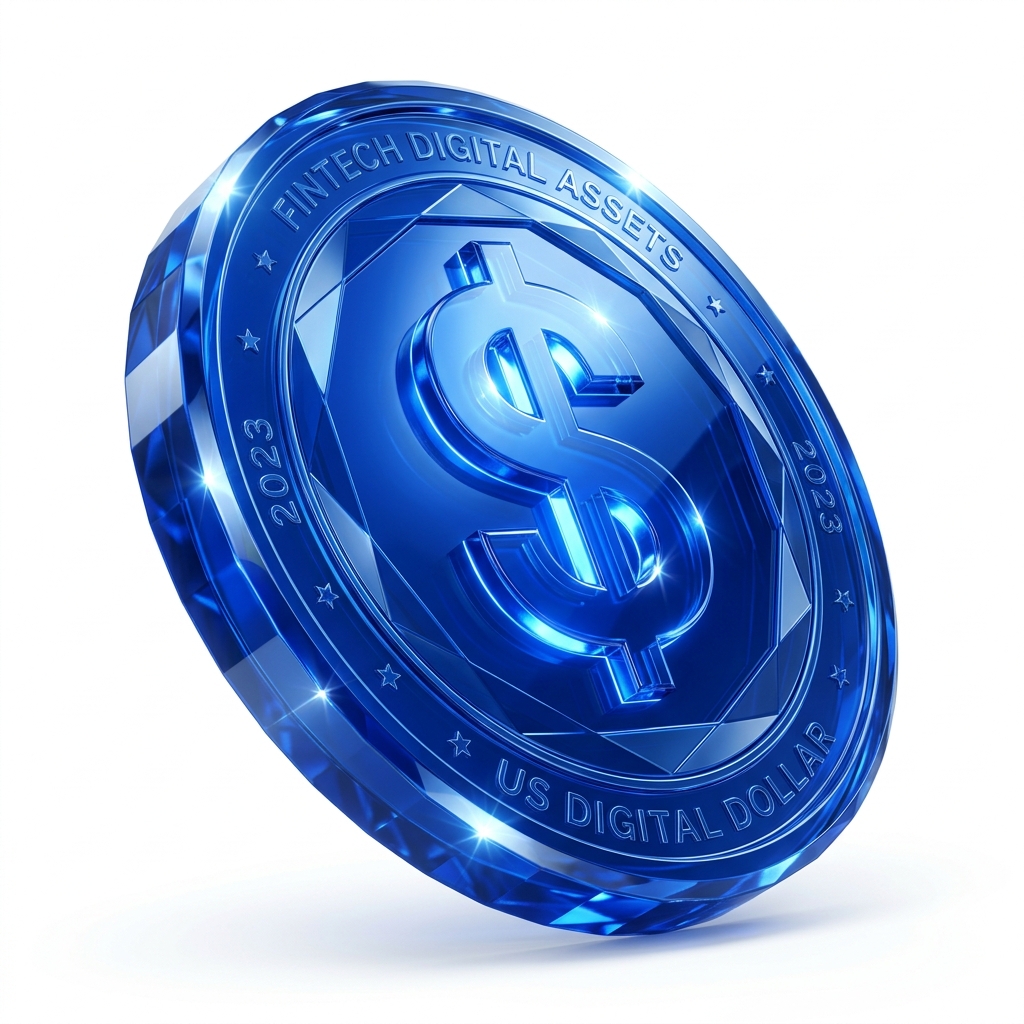 3D Glossy Blue Coin